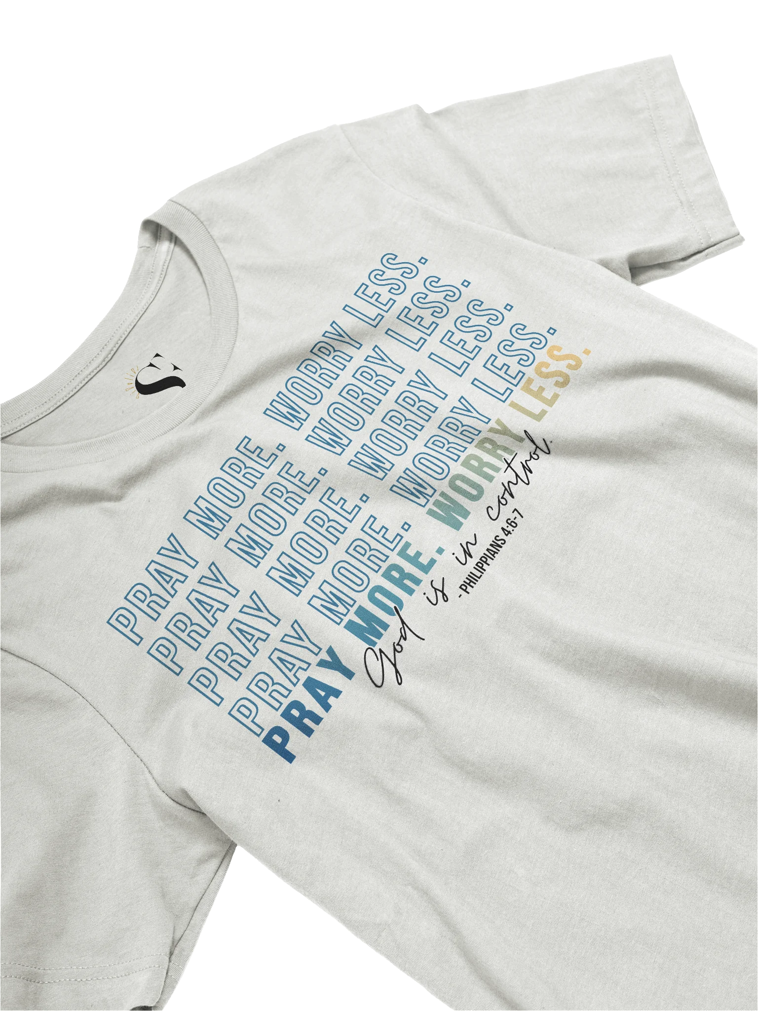 Pray More Worry Less 2.0 - Unisex Tee - Teal Gradient - Light Colors product image (4)