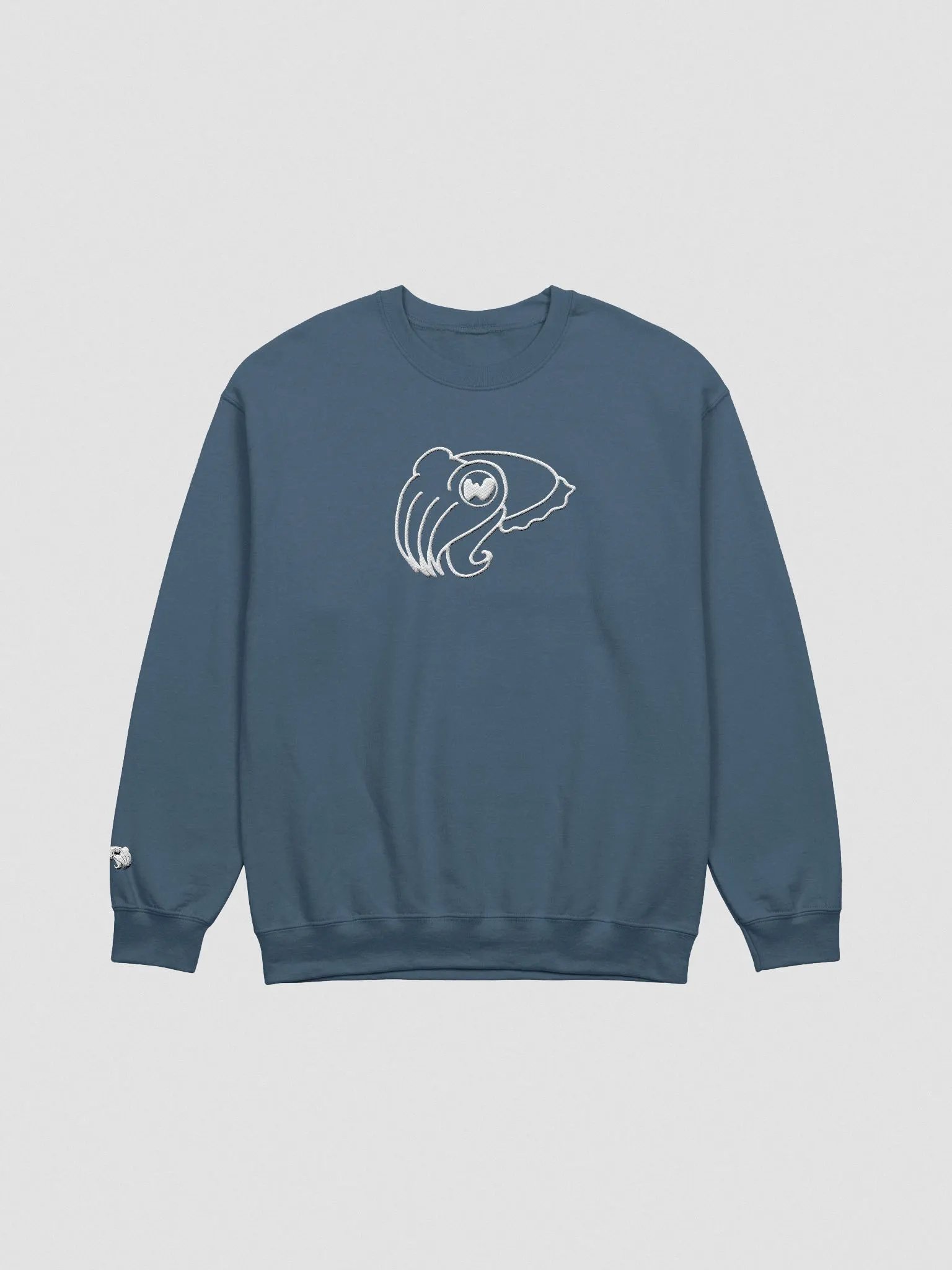 Outline White Embroidered Cuttlefish Crewneck Sweatshirt with wrist detail product image (14)