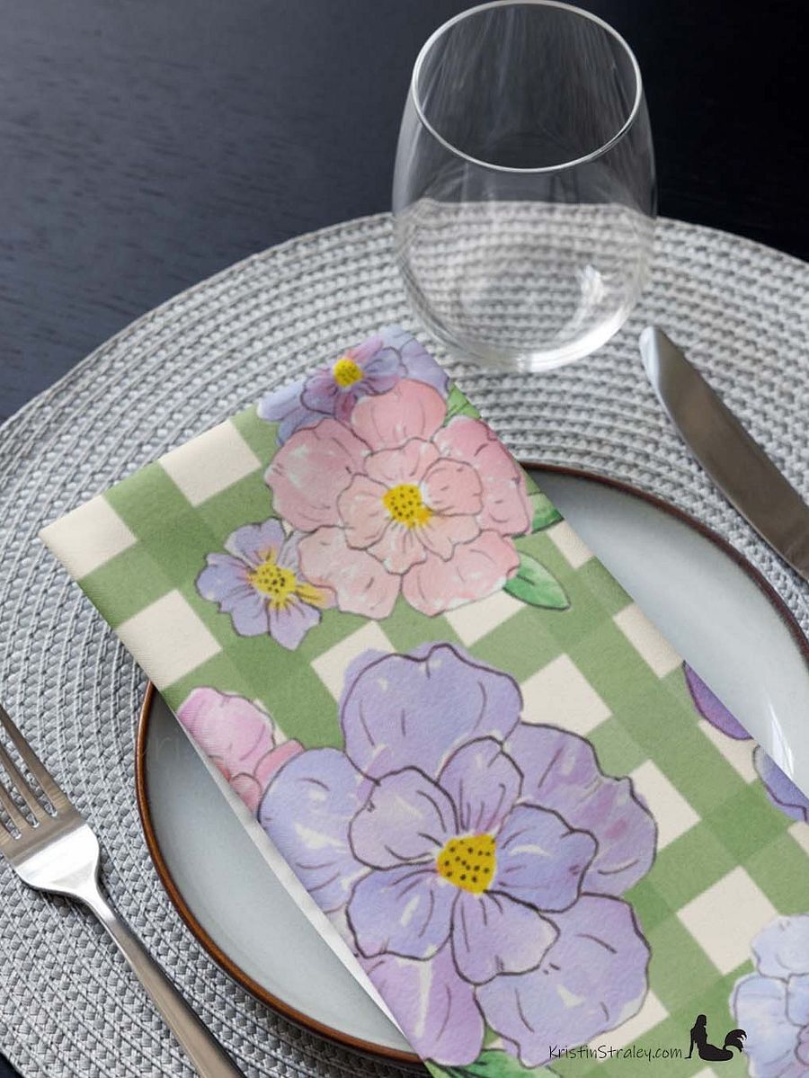 Gingham Blossoms Cloth Napkins Set of 4 product image (11)