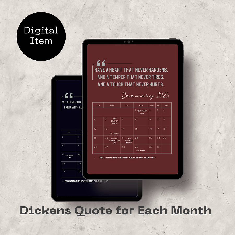 2025 Tablet Wallpaper Calendar: Charles Dickens Quotes product image (1)