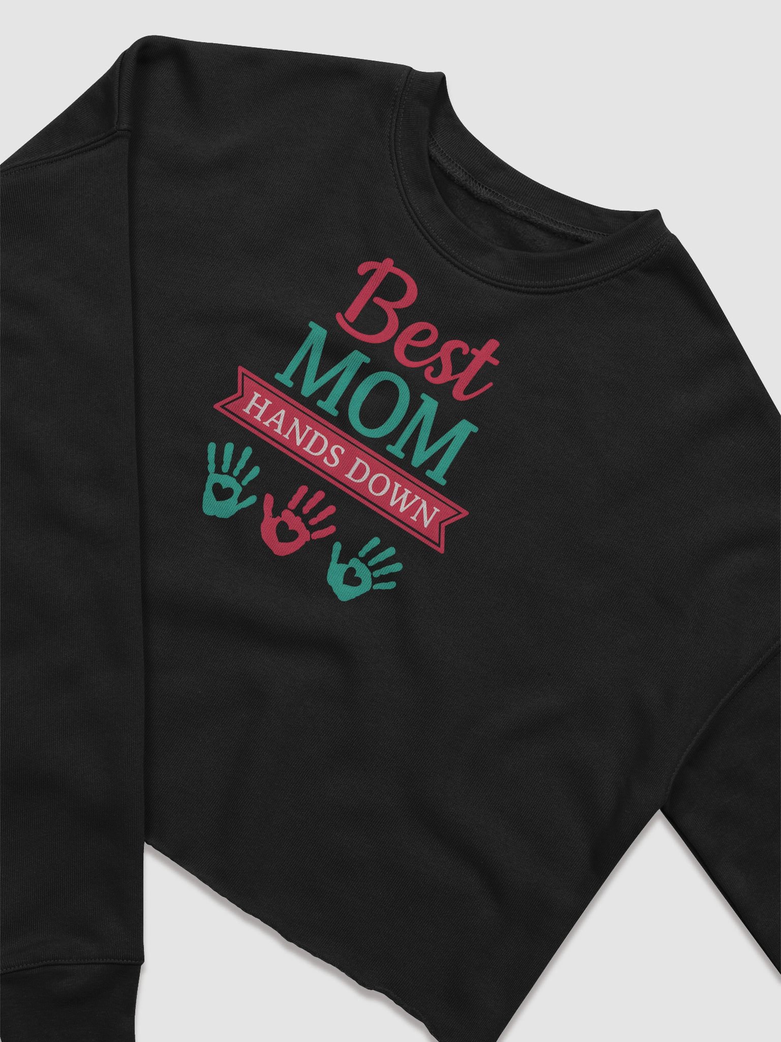 Best Mom Hands Down Crop Top – Cute & Colorful Handprint Mother’s Day Gift product image (2)