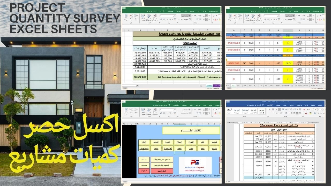 أفضل 10 نماذج اكسل لحساب كميات الخرسانة والحديد والتشطيبات للمشاريع product image (1)