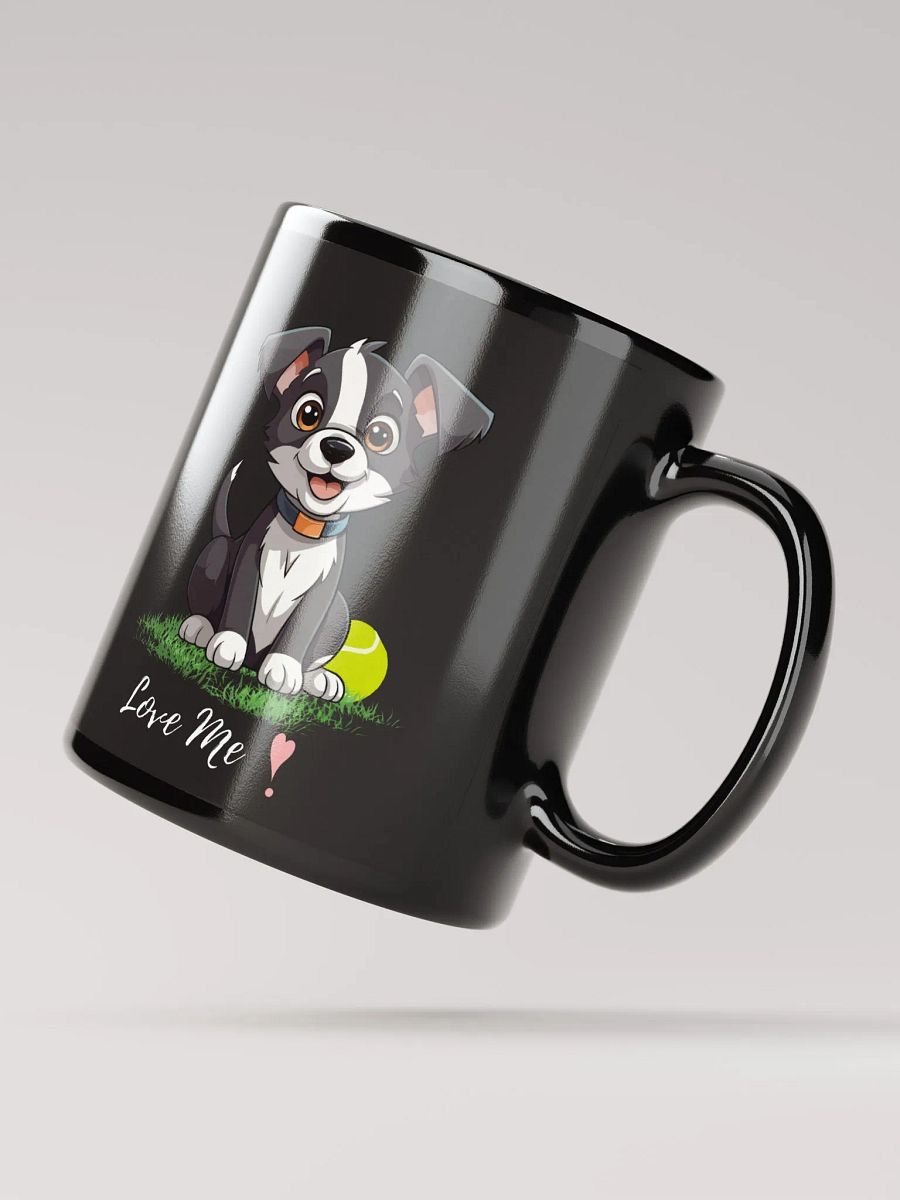 Playful Pup Black Glossy Mug product image (3)