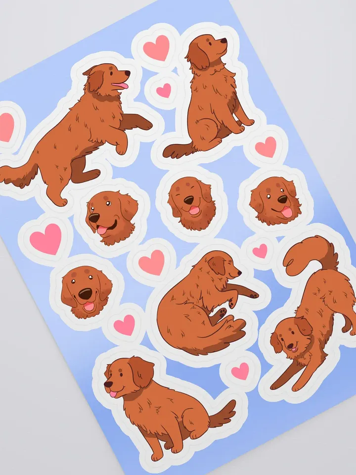Dark Golden Retriever Love Sticker Sheet product image (2)