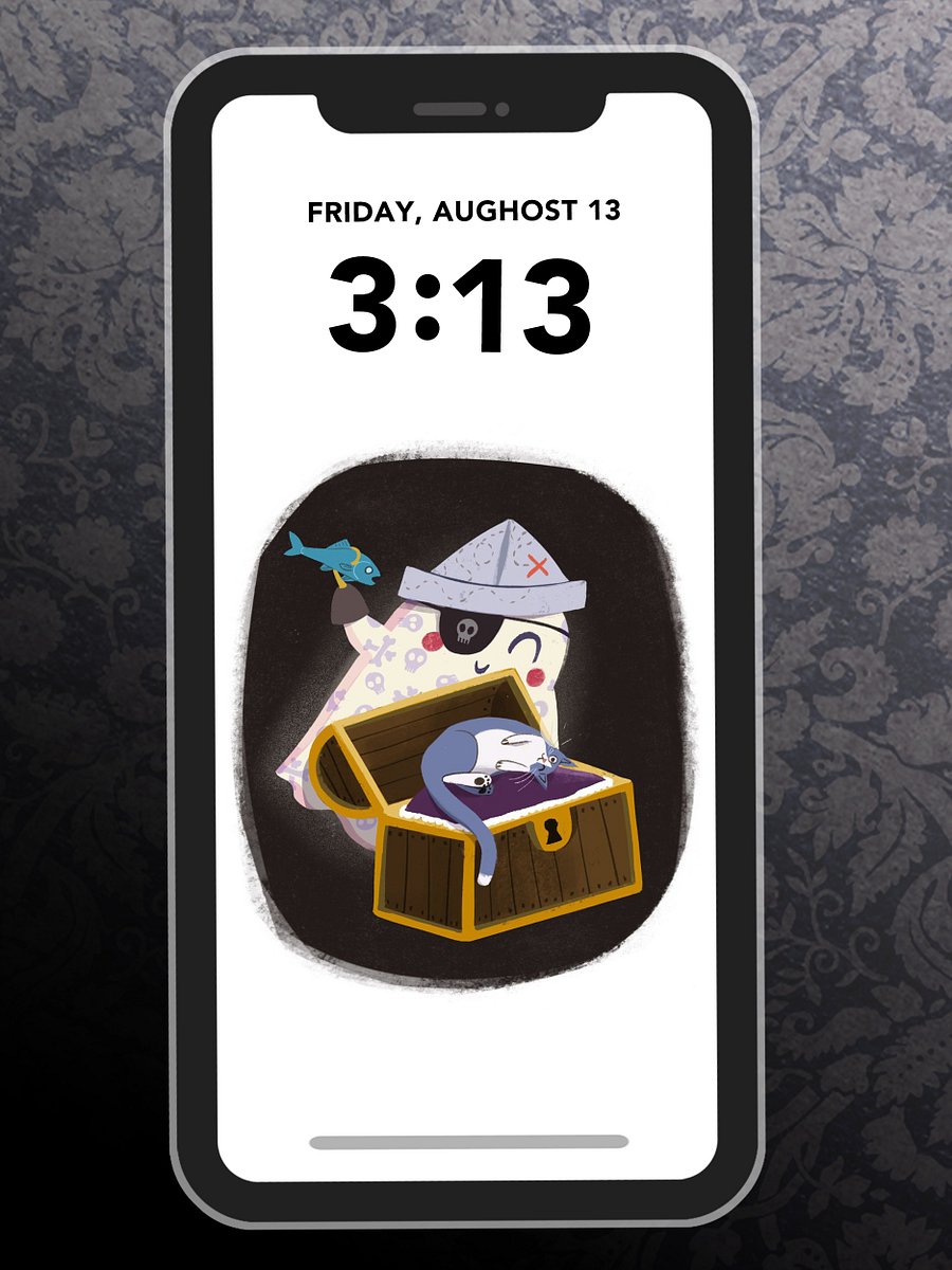 Little Ghost Pirate Captain - Digital Wallpaper for Mobile Phone product image (1)