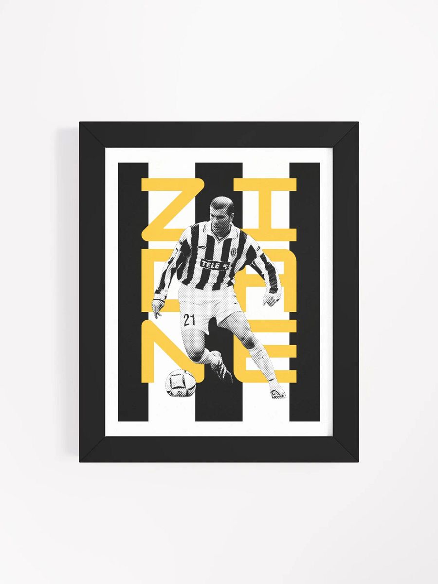 Zinedine Zidane BW Juventus Name Art Framed Print product image (2)