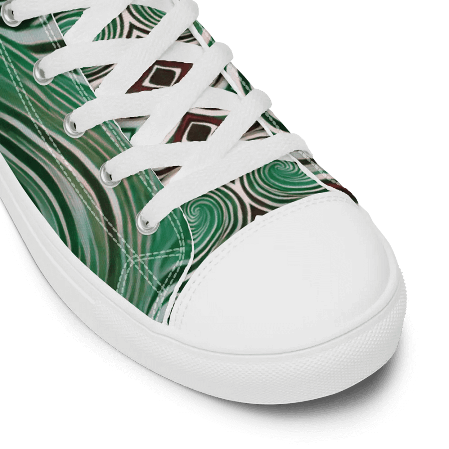 Funky Cool Green Liquid Tie-Dye Men's High-Top Canvas Shoes product image (9)