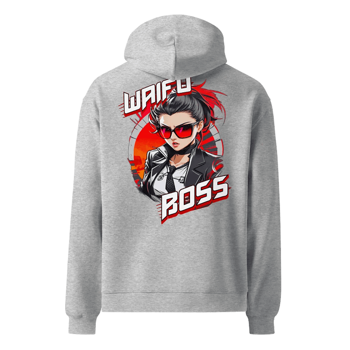 Waifu Boss - Premium Hoodie - Athletic Heather - v1 - Back Printed Design product image (1)
