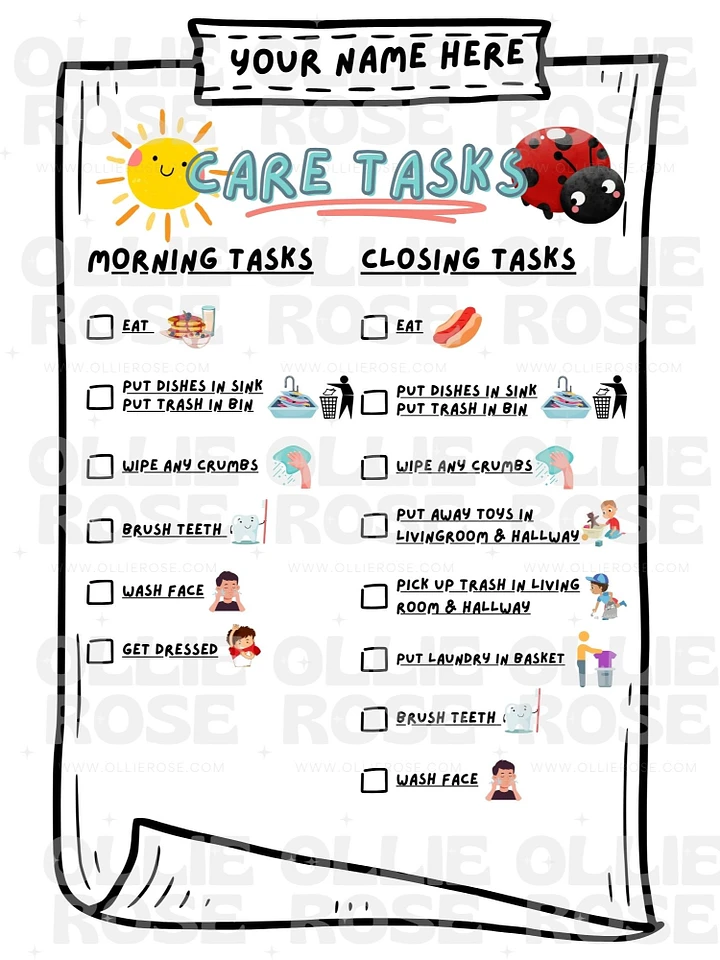 Daily Care Tasks Template product image (1)