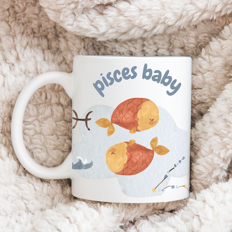 Pisces Baby February 19 – March 20 WHITE GLOSSY MUG Baby Gift, New Baby Gift, Fun Astrology Gift