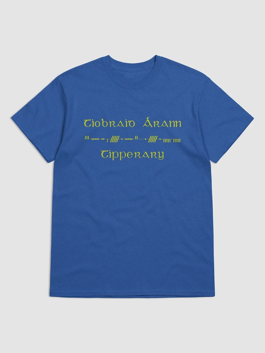 Tipperary/Tiobraid Árann Scholastic style Ogham, Blue or Navy, printed T-shirt product image (1)
