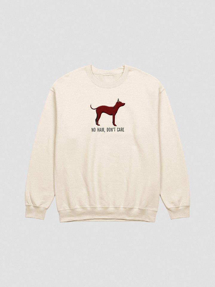 No Hair, Don't Care Sweatshirt (Embroidered) of an American Hairless Terrier(Chocolate) product image (13)