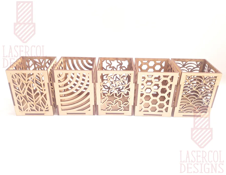 Pencil Holder (Ten Styles) File - Laser Cut Files product image (2)