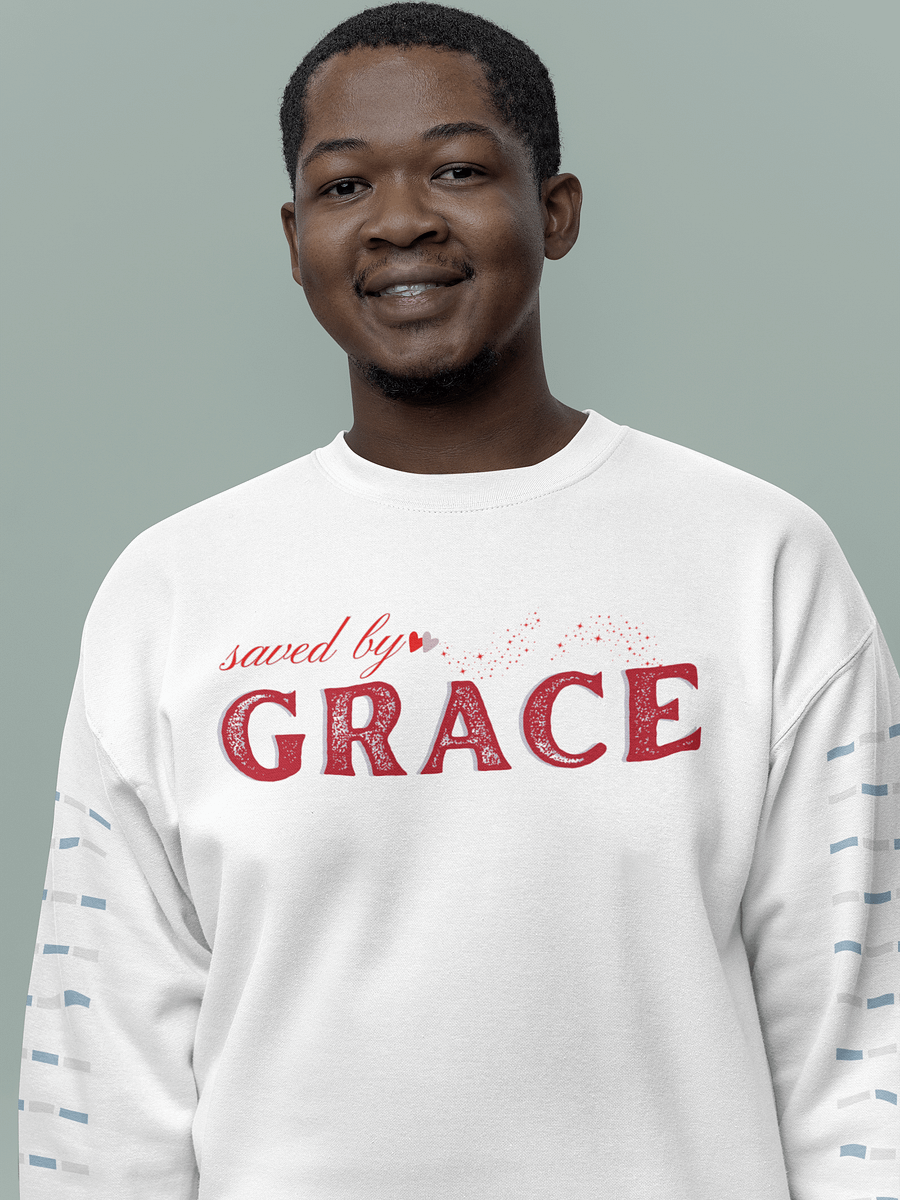 Saved By Grace, Christian Faith Heritage Sweater. product image (1)