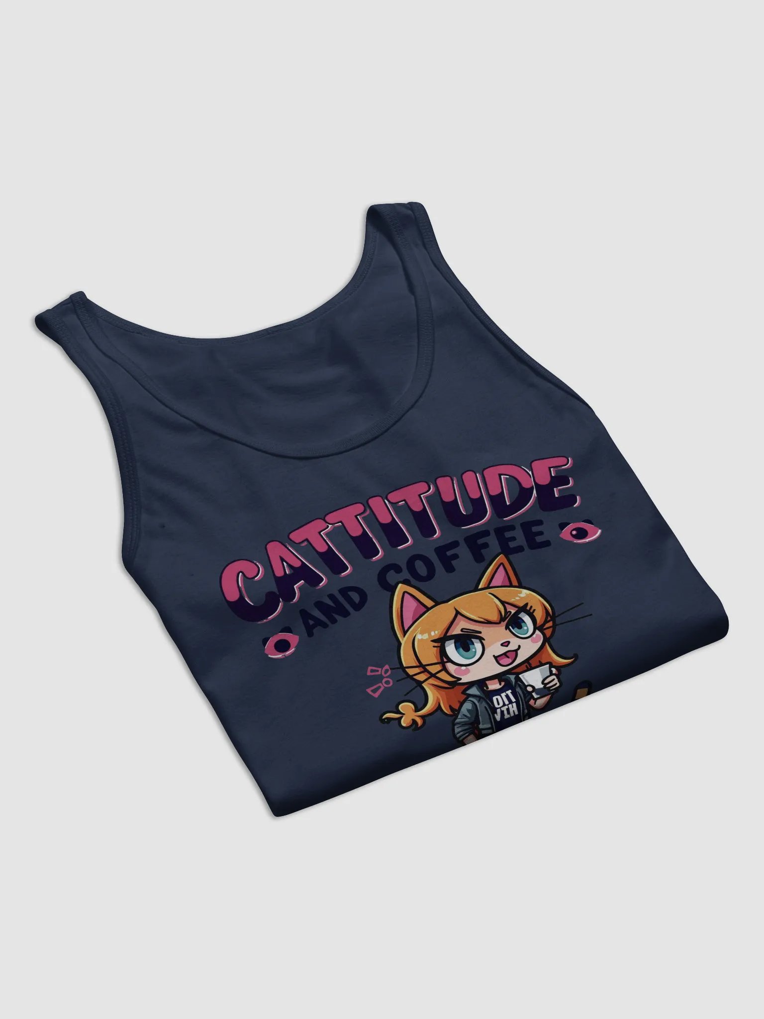 Cattitude and Coffee Cartoon Tank product image (44)