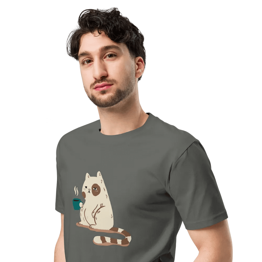 Caffeine and cats (Colour Unisex Premium T-Shirt) product image (4)
