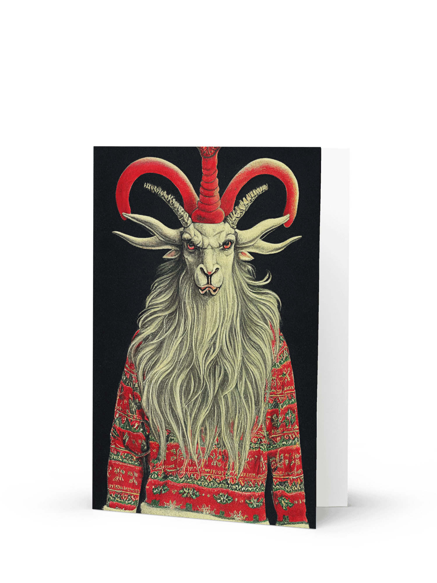 Retro Horned Yule Goat Ugly Sweater Christmas Cards Pack of 10 • 5×7 product image (3)