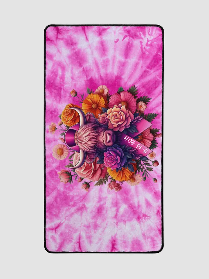 Highland Cow Blooms Breast Cancer Awareness Desk Mat product image (2)
