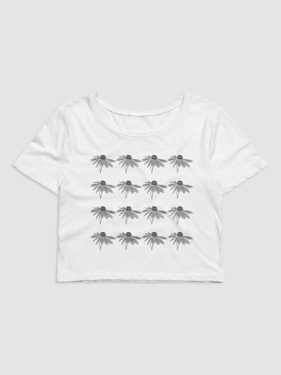 Abstract Repeating Grey Cone Flower Women's Cropped T Shirt product image (3)