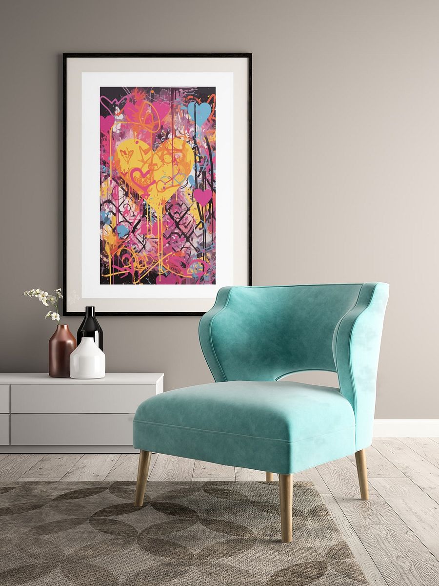 Vibrant Graffiti Heart Art Print, Multicolor Love Street Art Canvas, Urban Chic Home Decor, Expressive Dripping Heart Wall Hanging Piece product image (4)