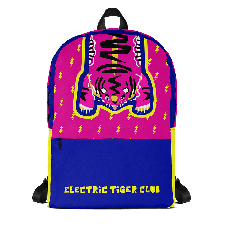 Pink Electric Tiger on Pink and Blue - Backpack product image (1)