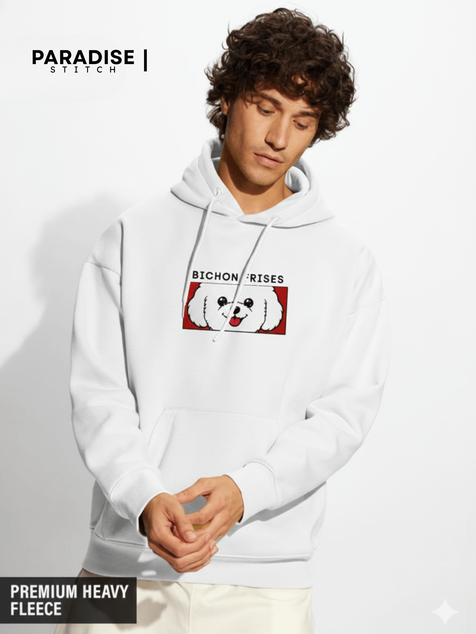 Embroidered Bichon Frises Face Peeking Strip Unisex Hoodie product image (1)