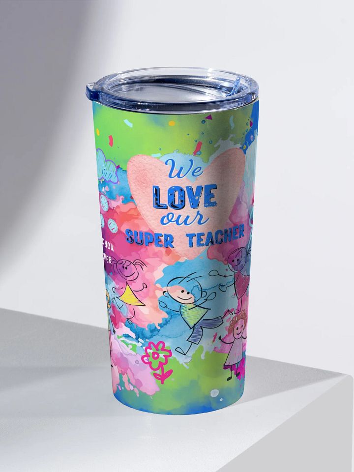 colorful Super Teacher Appreciation Stainless Steel Tumbler gift for auwesome teachers from parents product image (2)