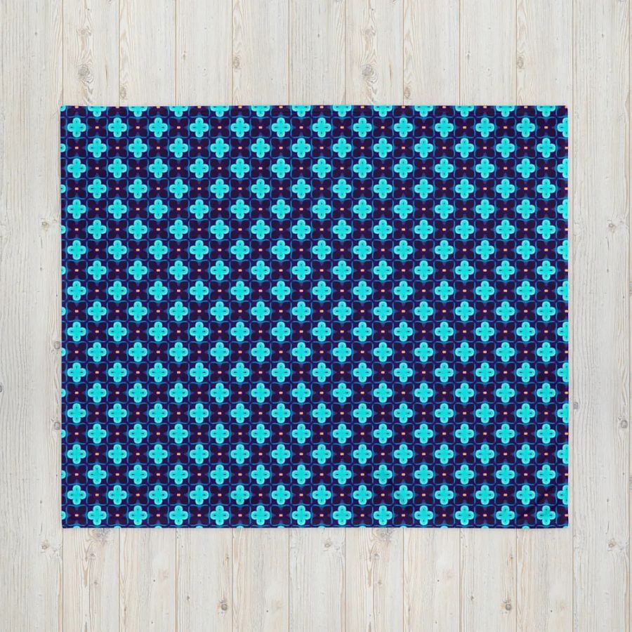 Elegant Blue & Black Seamless Patterned Throw Blanket product image (5)