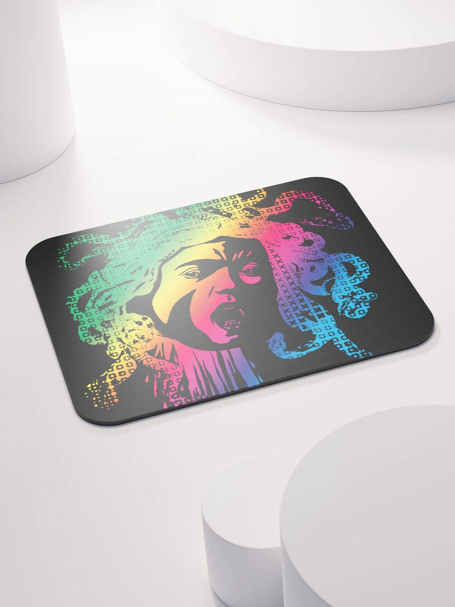 Rainbow Halftone Medusa on Dark CloseUp - Mouse pad product image (4)