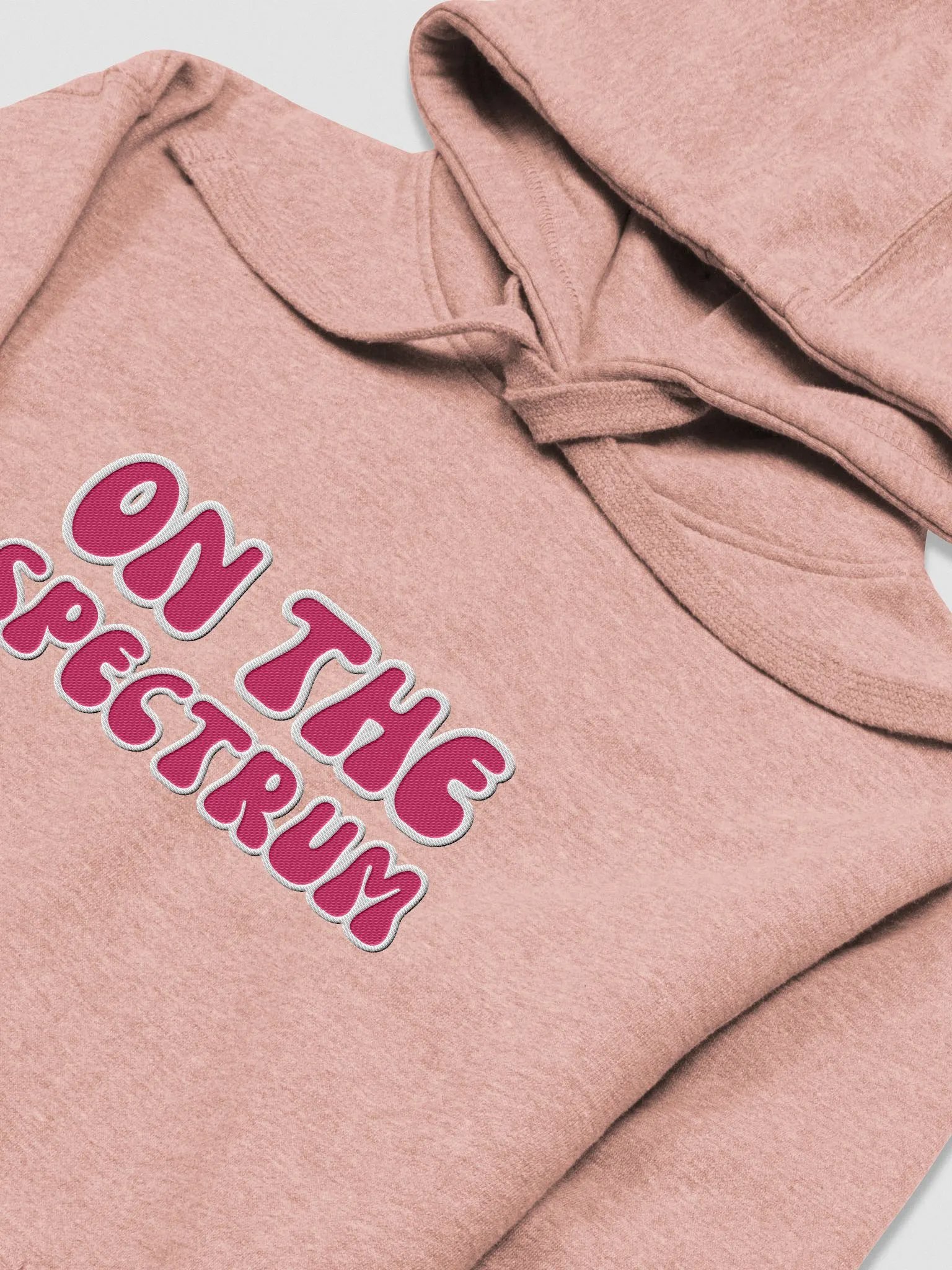 ON THE SPECTRUM lined design (lg., white and pink) embroidered heavyweight hoodie product image (11)