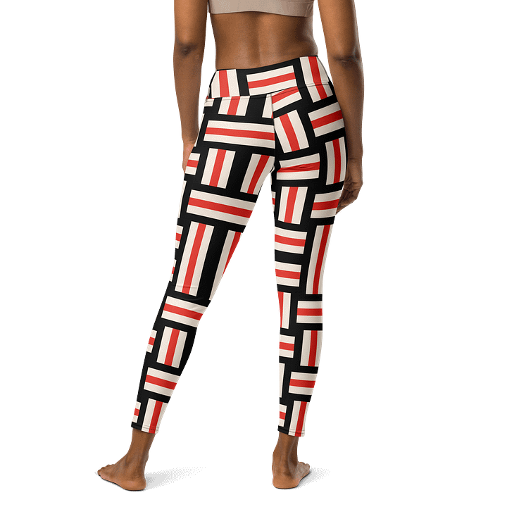Modern Artisan High-Waist Leggings - Red, White, and Black Striped product image (2)