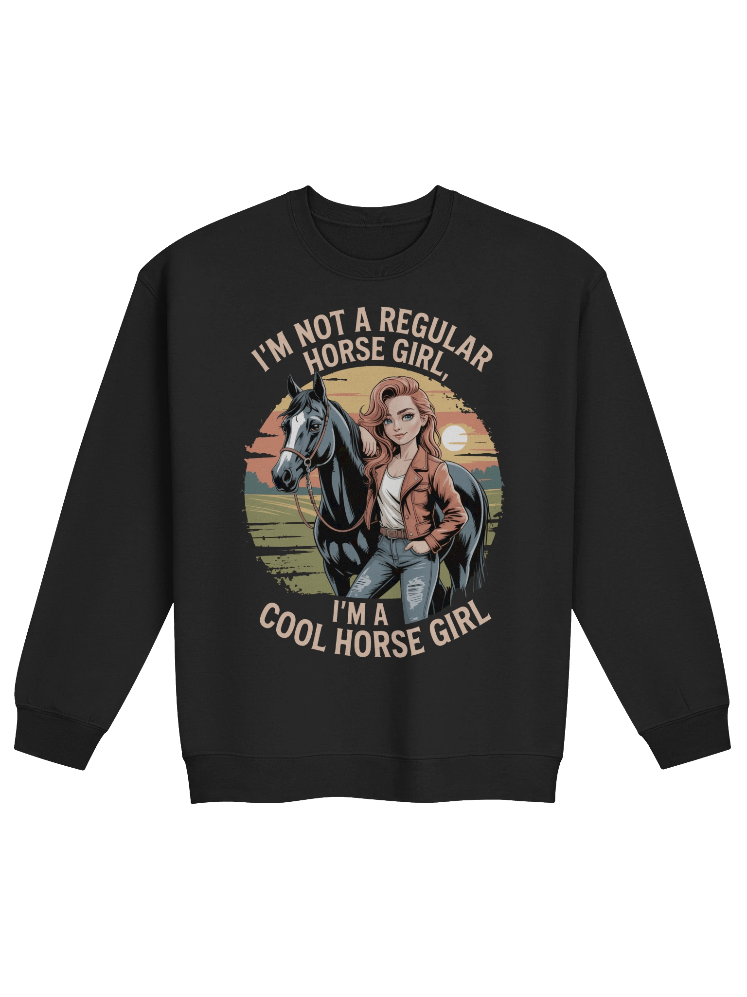 Cool Horse Girl Crewneck - Retro Equestrian Confidence product image (3)