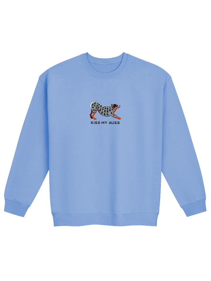 Kiss My Auss Sweatshirt (Embroidered) of an Australian Cattle Dog(Blue Heeler 2, Docked Tail) product image (9)