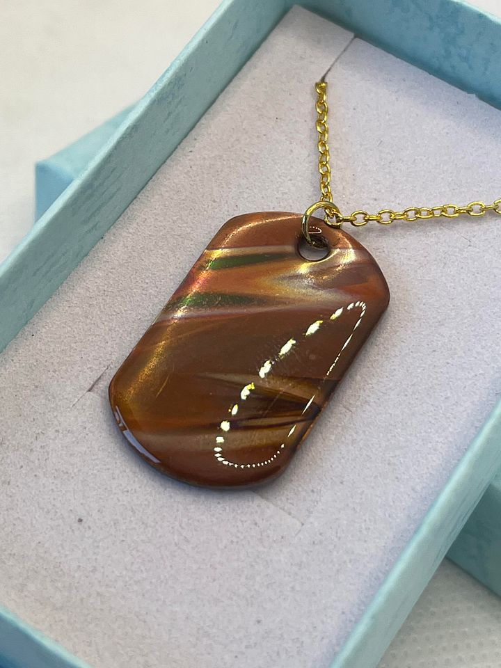 Burnt Copper and Resin Dogtag Necklace product image (1)
