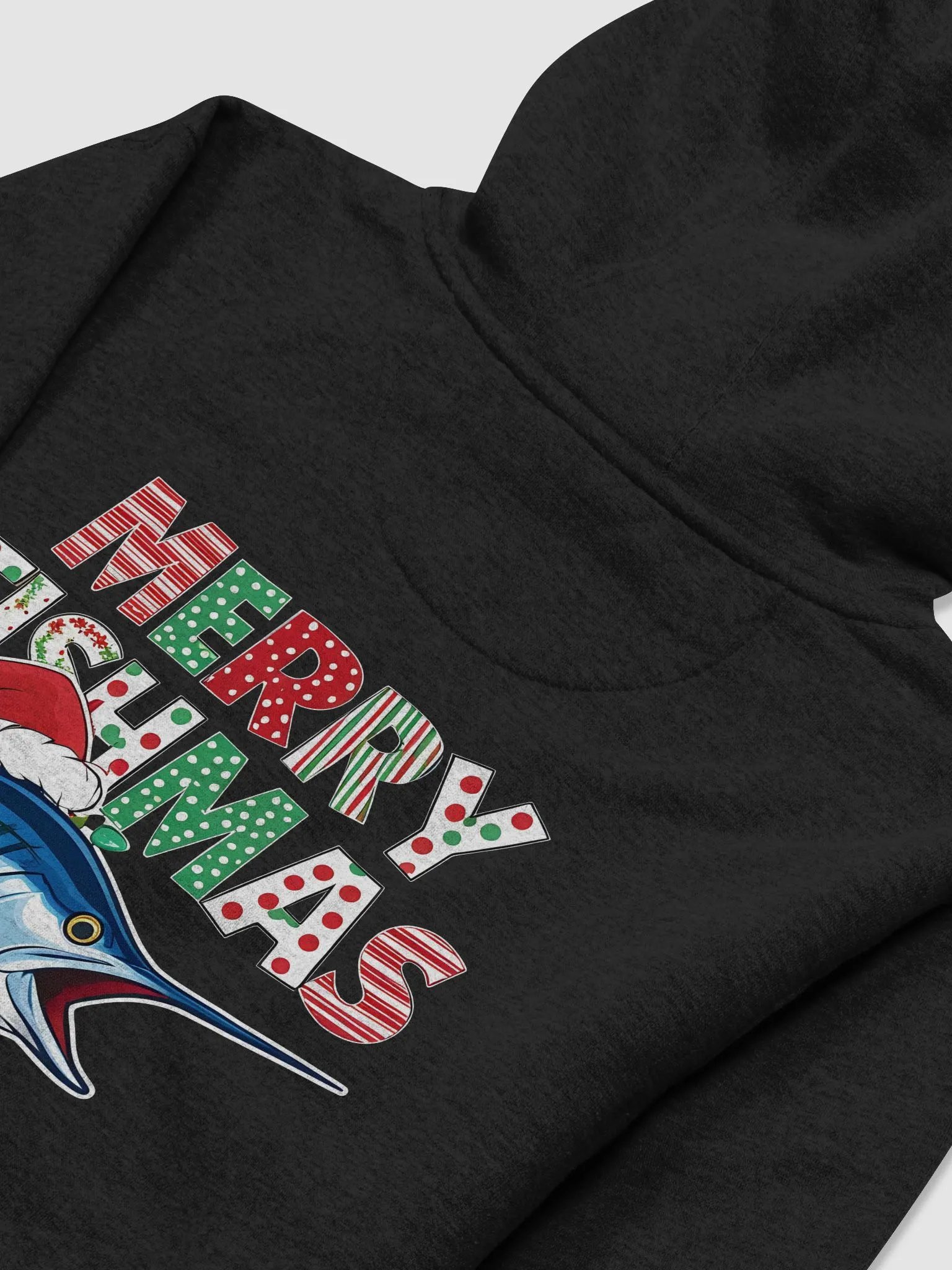 Merry Fishmas" Marlin Fishing Hoodie with Christmas Lights product image (3)