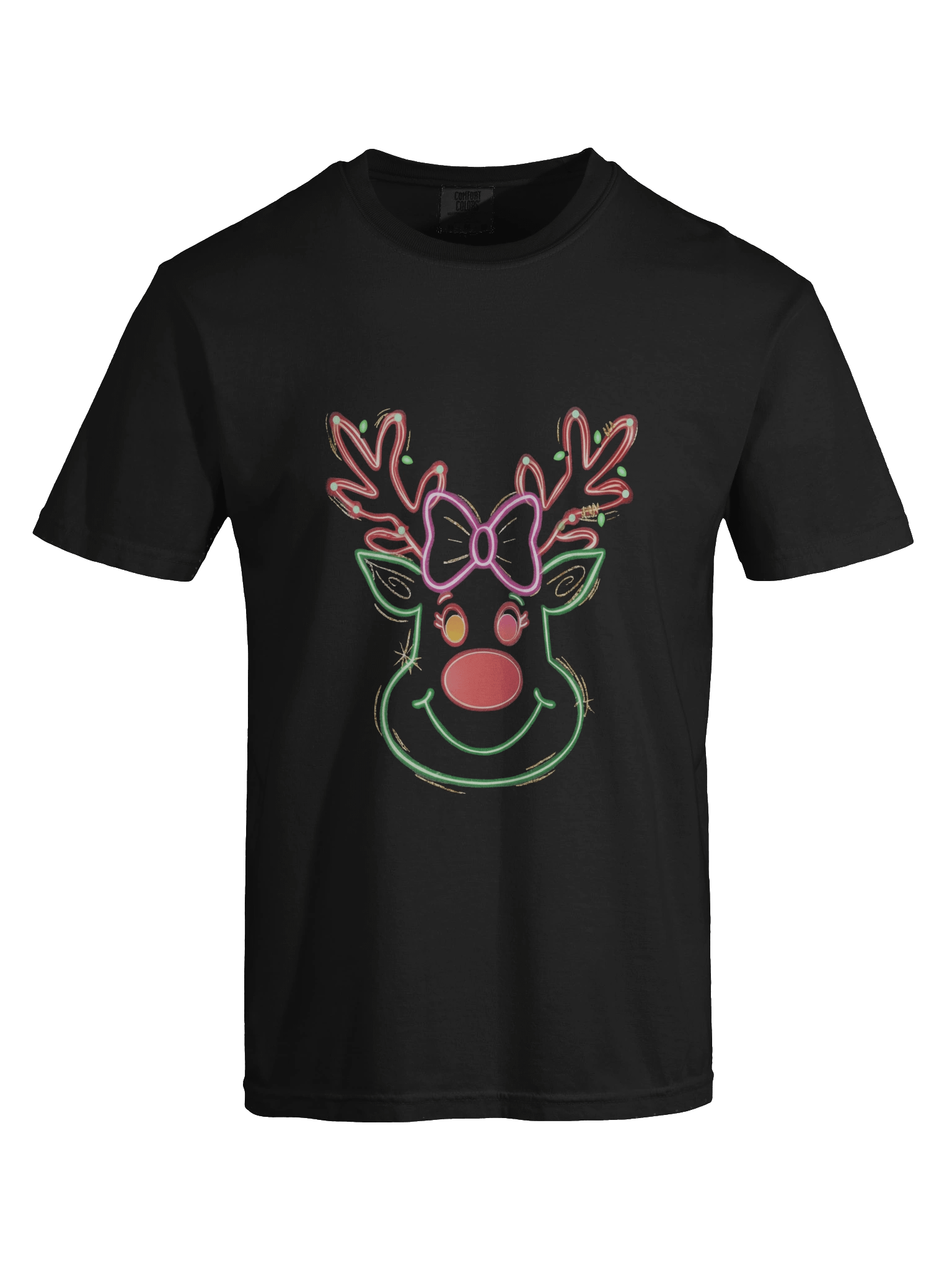 Neon Glow Reindeer T-Shirt | Heavyweight Cotton Festive Tee product image (4)