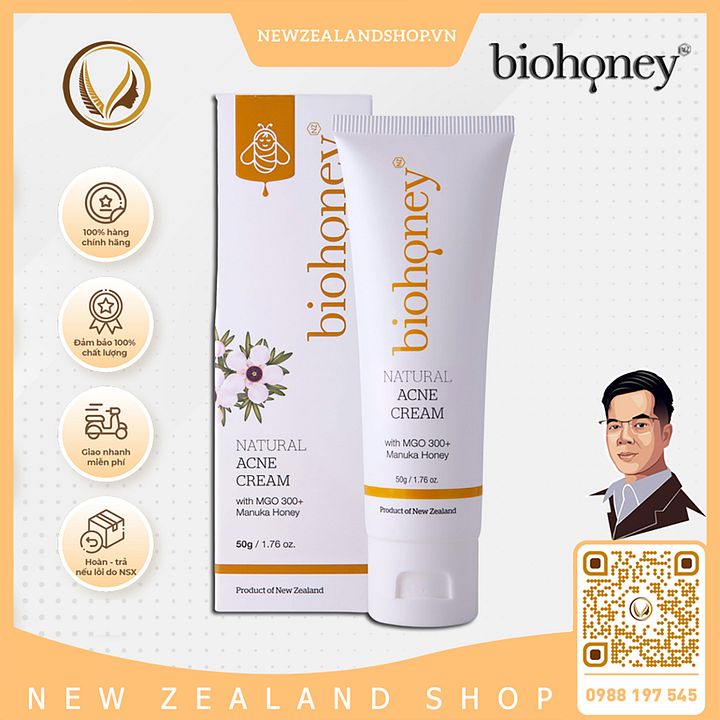 Kem trị mụn giảm thâm sẹo mật ong Manuka Biohoney Natural Acne Cream 50g product image (1)