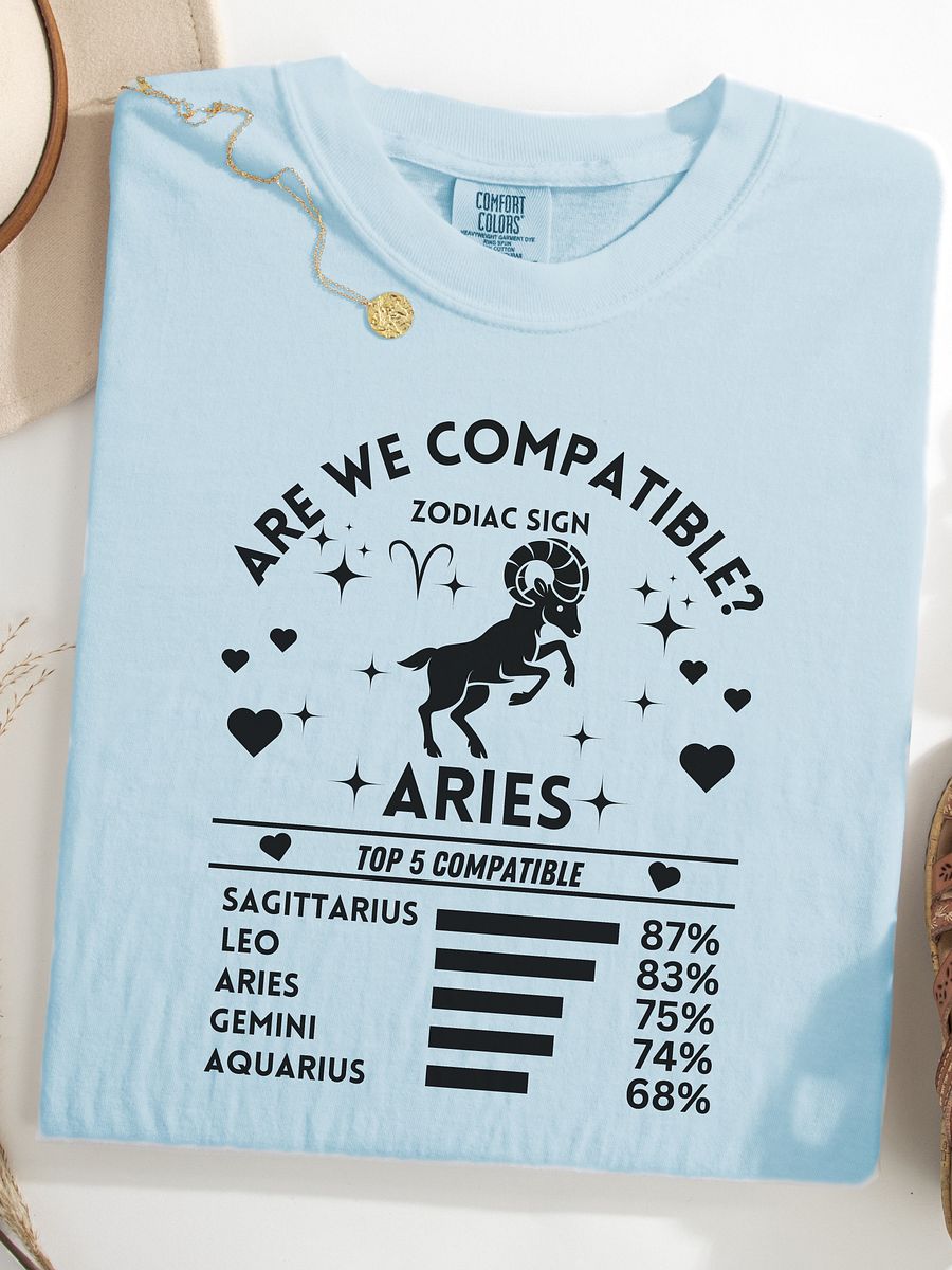 Aries Zodiac Sign Romantic Compatibility T-Shirt - Light Comfort Colors 1717 product image (16)
