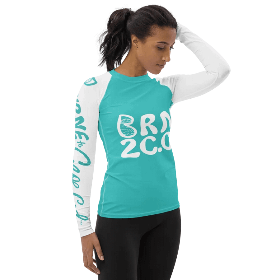BOURNE to Cape Cod™ | Women's Rash Guard | BRN.2C.C.™ | Dark Turquoise & White product image (4)