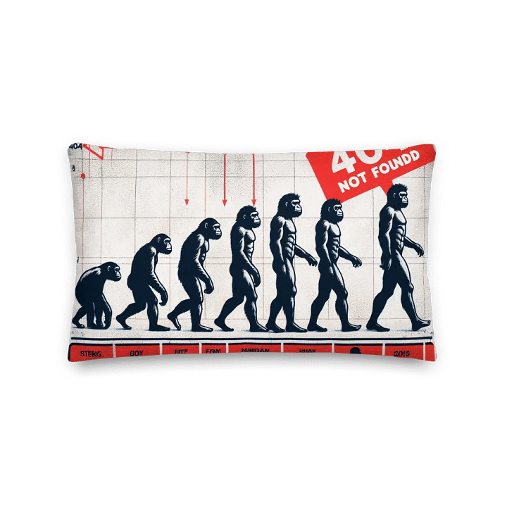 404 NOT FOUND Evolution Premium Pillow | AI Design the theory of evolution is just stupidity product image (2)
