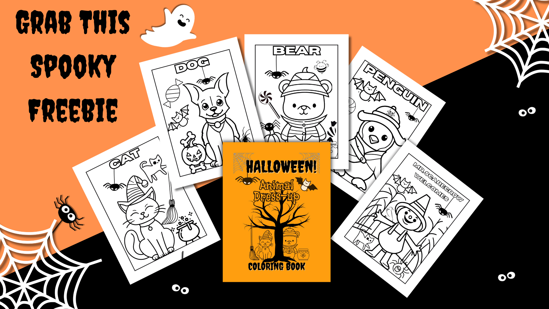 Halloween Animals Dress-up Coloring Pages product image (2)