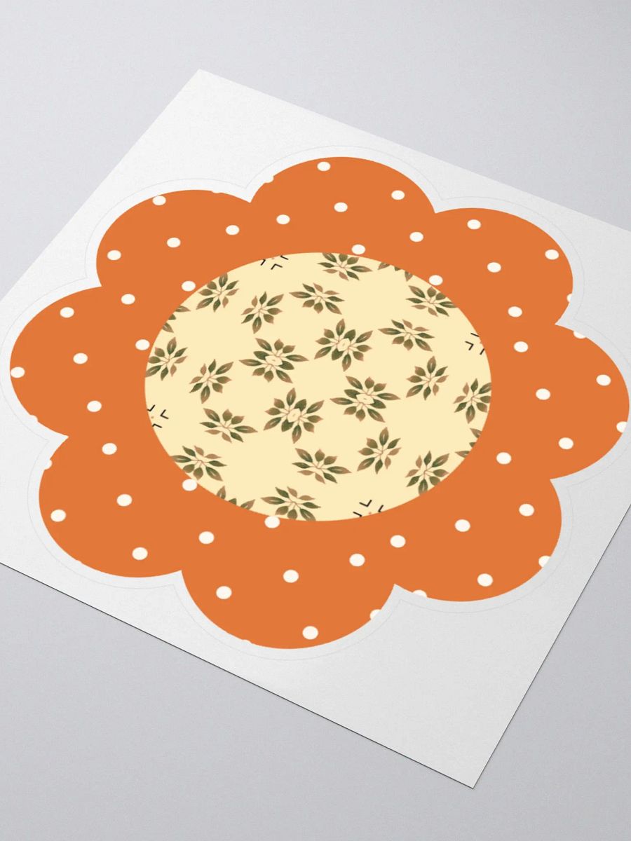 Orange Floral Sticker – Dotted Petals and Beige Patterned Center product image (3)