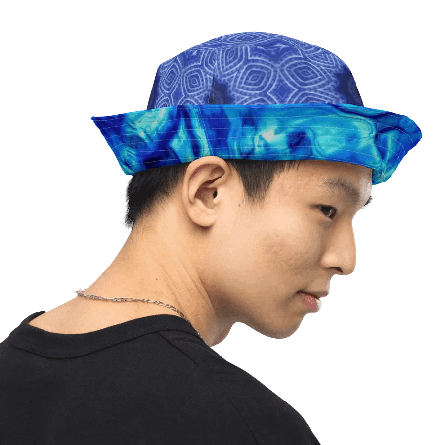 Blue and White Kaleidoscope Buckethat product image (12)