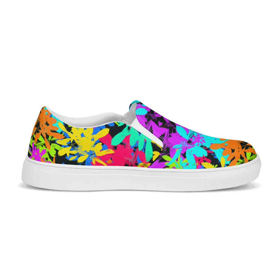 Ladies Brightly Coloured Geometric Leaf Design Slip On Shoes product image (8)