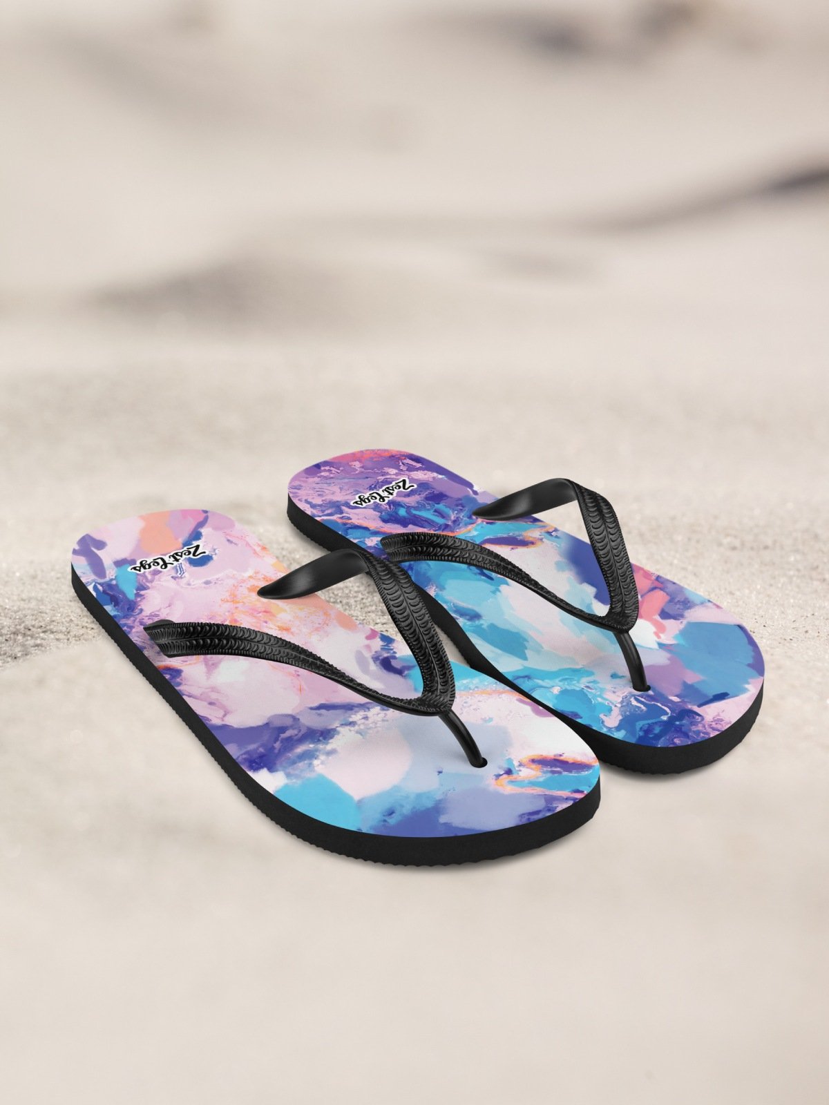 Flip flops "Marble Effect Pastel Blue Purple Dreamy Waves" product image (3)