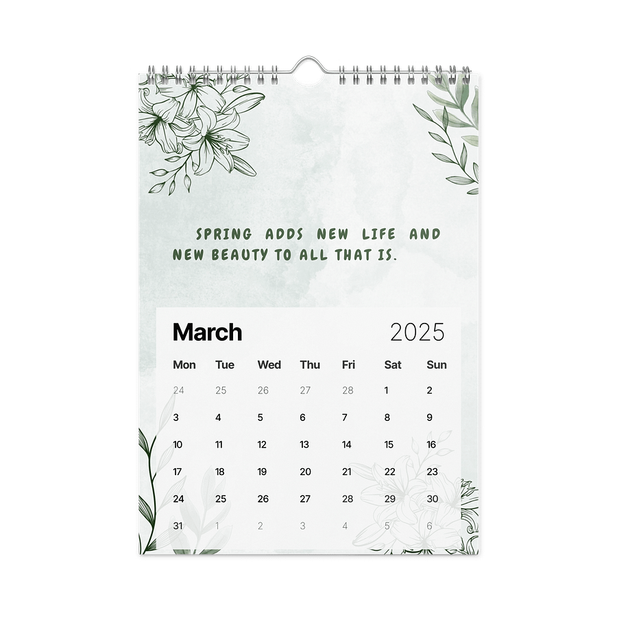 FLORAL INSPIRATIONAL QUOTES WALL CALENDAR 2026 product image (9)