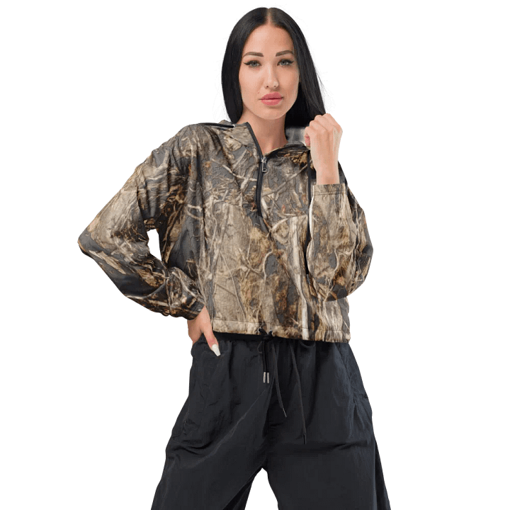 Women's Cropped Windbreaker - It Happennnns Camo - Dead Split product image (1)