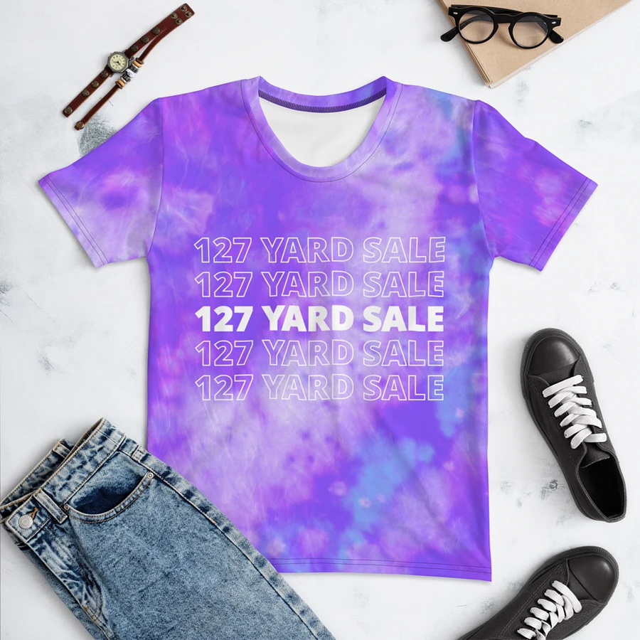 127 Yard Sale (2024) - All-Over Lavender Blue Tie-Dye Print Women's Crew Neck T-Shirt product image (3)