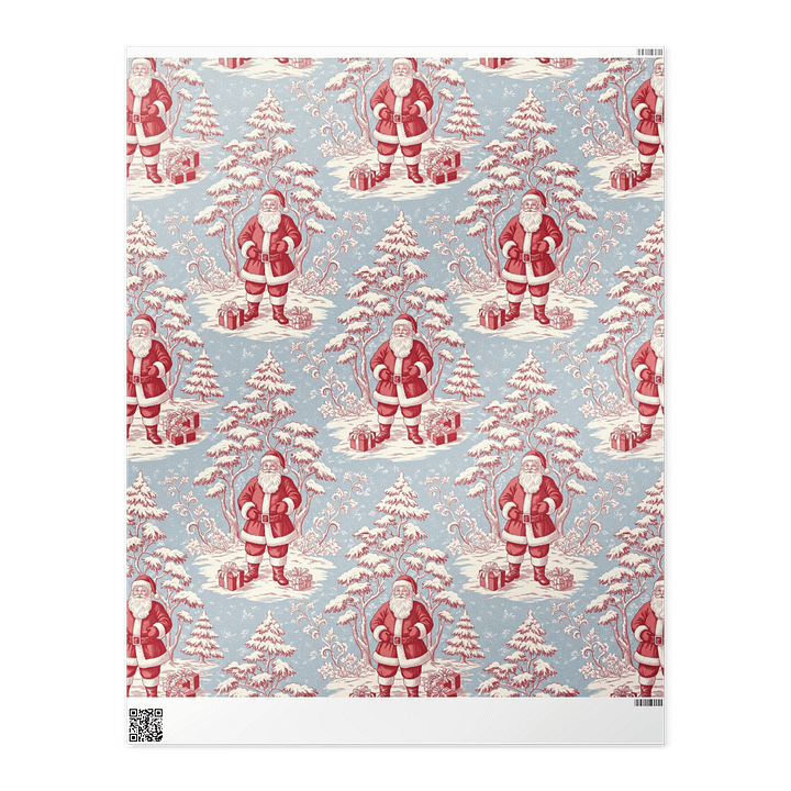 Jolly Old St. Nick Blue & Red Toile Chinoiserie Wrapping Paper product image (2)