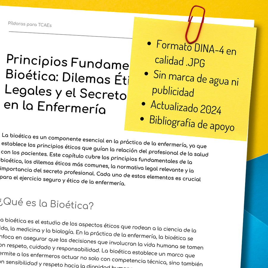Bioética, Dilemas Éticos, Normativa Legal 2024 y Secreto Profesional para TCAEs. Resumen y Apuntes Actualizados product image (2)